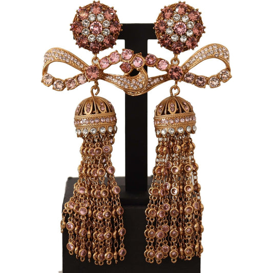 Dolce & Gabbana Elegant Antique Gold Bow Earrings Earrings Dolce & Gabbana Dark Slate Gray