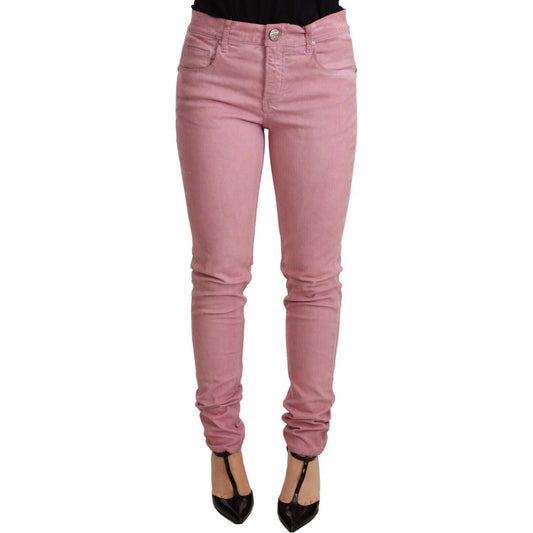Acht Elegant Slim Fit Pink Denim Jeans Jeans & Pants Acht Rosy Brown