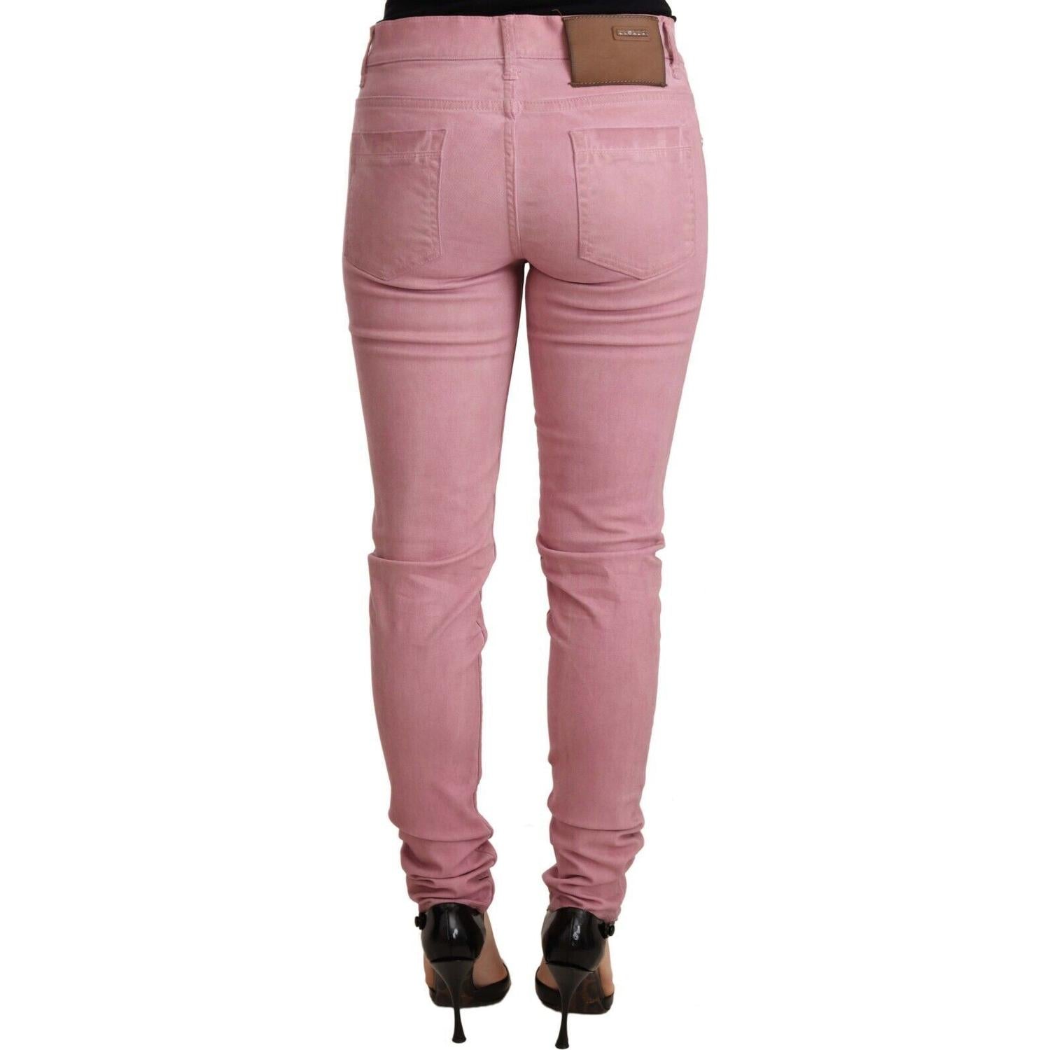 Acht Pink Cotton Slim Fit Women Denim Skinny Pants