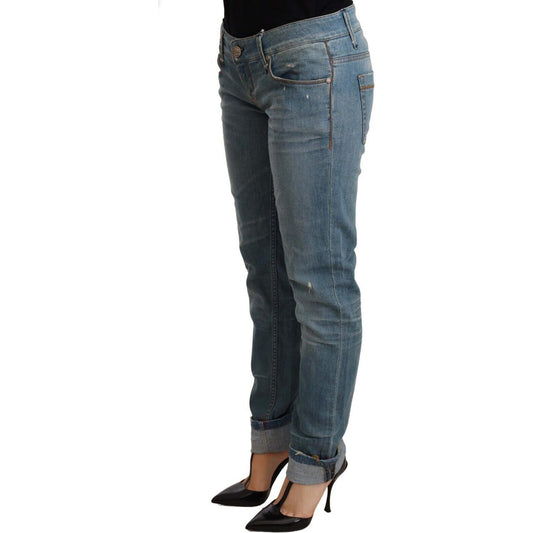Acht Chic Washed Cotton Denim with Folded Hem Jeans & Pants Acht Dark Slate Gray