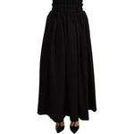 Dolce & Gabbana Black Wool High Waist Maxi PIECE Skirt WOMAN SKIRTS