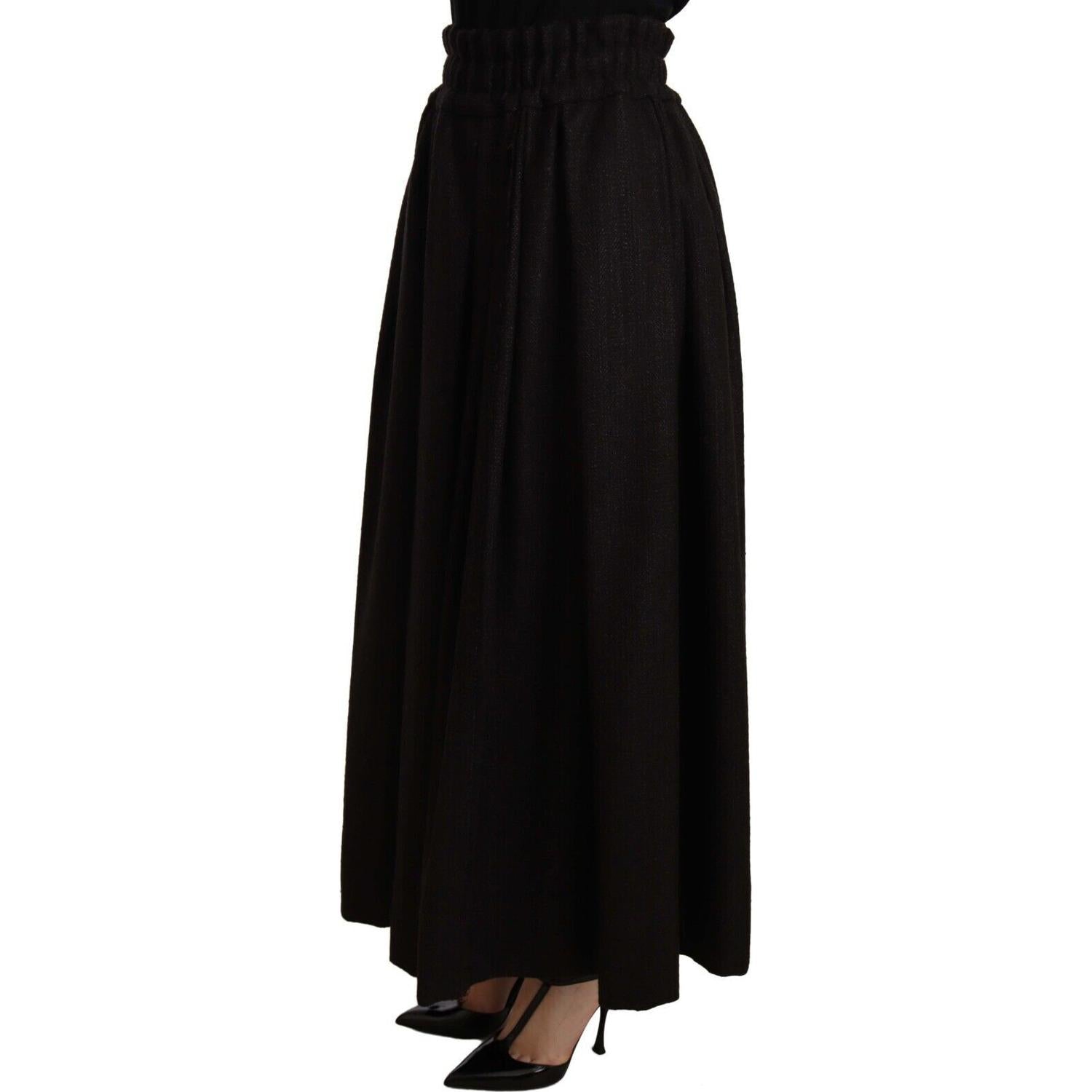 Dolce & Gabbana Black Wool High Waist Maxi PIECE Skirt