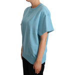 Dolce & Gabbana Blue Cotton Short Sleeves Crew Neck Top WOMAN TOPS AND SHIRTS