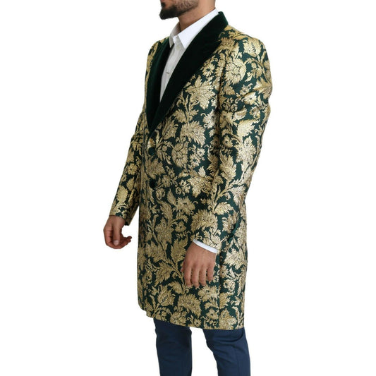 Dolce & Gabbana Elegant Gold Green Jacquard Sicilia Jacket Dolce & Gabbana Dark Slate Gray