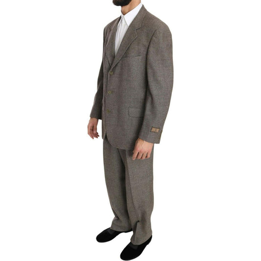 Fendi Elegant Light Brown Wool Men's Suit Suit Fendi Dim Gray
