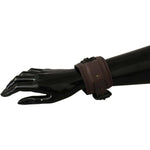 Scervino Street Brown Leather Branded Wide Buckle Closure Bracelet Bracelet