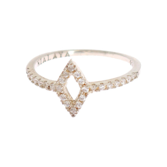 Nialaya Elegant Silver CZ Crystal Studded Ring Ring Nialaya Light Gray