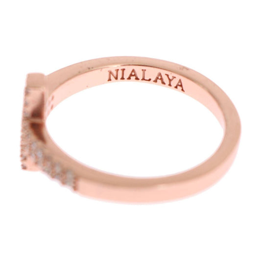 Nialaya Elegant Pink Crystal Encrusted Silver Ring Ring Nialaya Light Pink