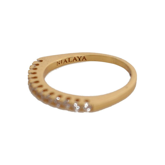 Nialaya Gleaming CZ Crystal Gold-Plated Ring Ring Nialaya Dark Khaki