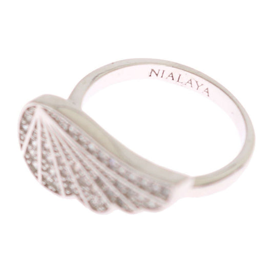 Nialaya Elegant Sterling Silver CZ Crystal Ring Ring Nialaya Light Gray