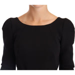 Dolce & Gabbana Black Wool Stretch Sheath Open Back Dress WOMAN DRESSES