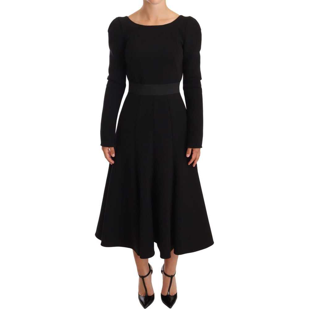 Dolce & Gabbana Black Wool Stretch Sheath Open Back Dress WOMAN DRESSES