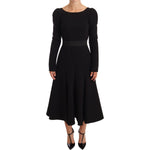 Dolce & Gabbana Black Wool Stretch Sheath Open Back Dress WOMAN DRESSES