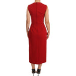 Dolce & Gabbana Red Sweetheart Sleeveless Midi Stretch Dress WOMAN DRESSES