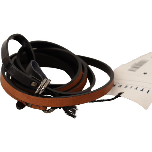 Costume National Elegant Brown Leather Fashion Belt WOMAN BELTS Costume National Light Gray