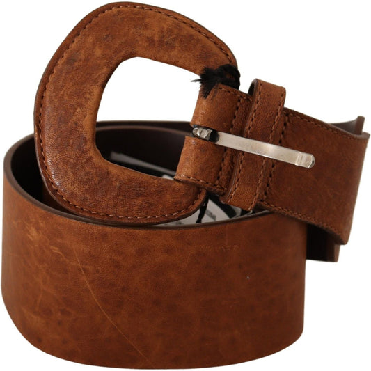 Costume National Elegant Brown Leather Fashion Belt WOMAN BELTS Costume National Saddle Brown