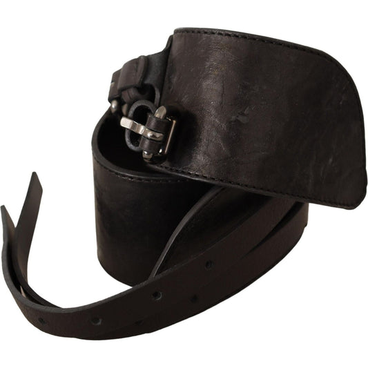Costume National Elegant Double Buckle Leather Belt WOMAN BELTS Costume National Black