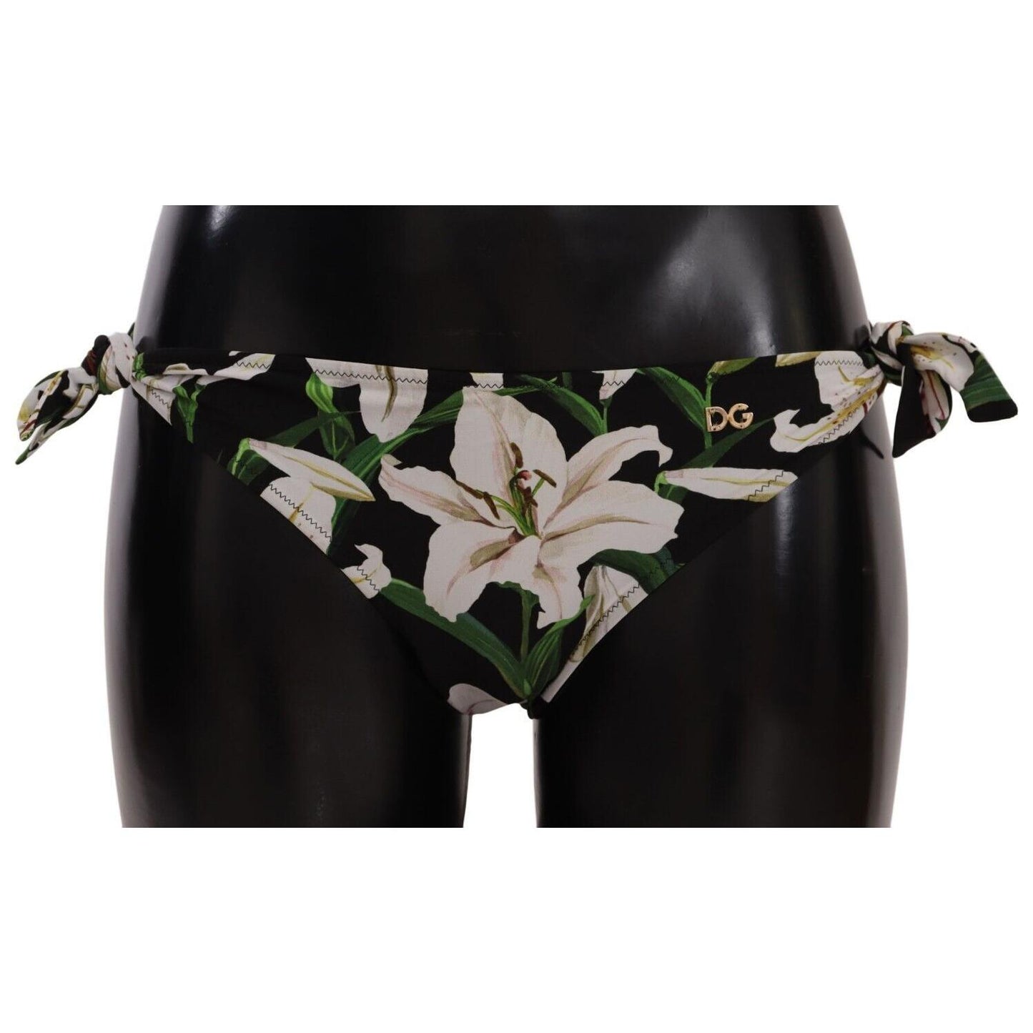 Dolce & Gabbana Bikini Bottom Black Lily Print Swimsuit Swimwear WOMAN SWIMWEAR