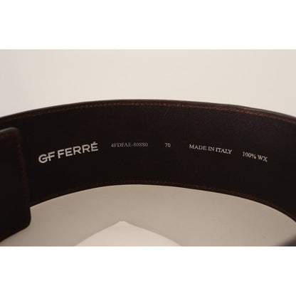 GF Ferre Brown Genuine Leather Wide Logo Buckle Waist Belt WOMAN BELTS