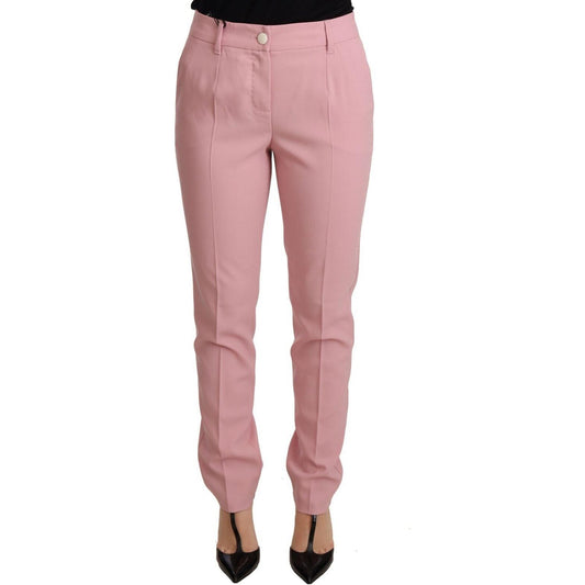 Dolce & Gabbana Elegant Pink Tapered Wool Trousers Jeans & Pants Dolce & Gabbana Rosy Brown