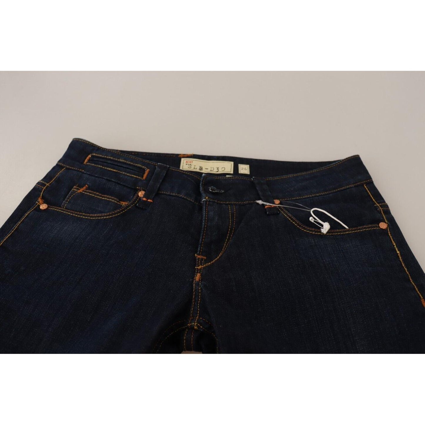 Acht Blue Washed Cotton Low Waist Skinny Denim Women Trouser Jeans Jeans & Pants