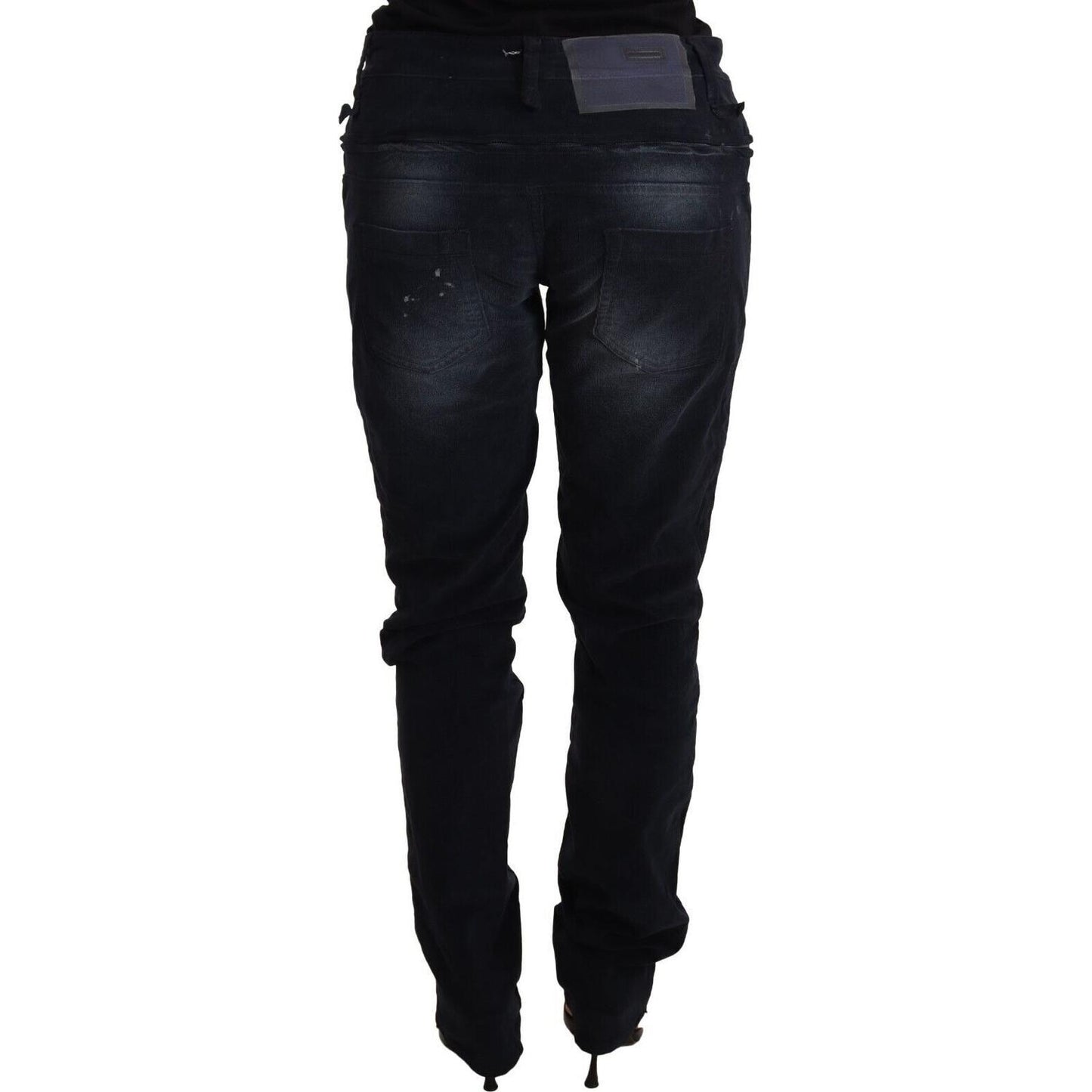 Acht Blue Washed Cotton Denim Low Waist Loose Fit Trousers Jeans Jeans & Pants