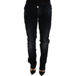 Acht Blue Washed Cotton Denim Low Waist Loose Fit Trousers Jeans Jeans & Pants