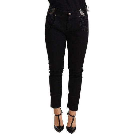 Ermanno Scervino Black Low Waist Skinny Slim Trouser Cotton Jeans Jeans & Pants