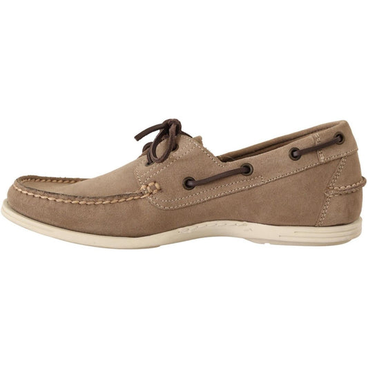 Pollini Elegant Beige Suede Moccasins for the Discerning Gentleman MAN LOAFERS Pollini Dim Gray