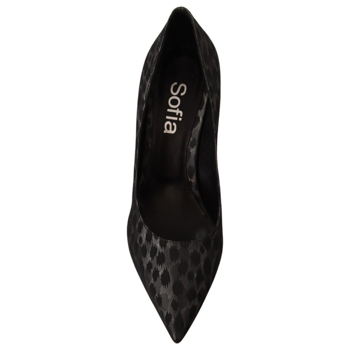 Sofia Black Leopard Leather Stiletto High Heels Pumps Shoes WOMAN PUMPS