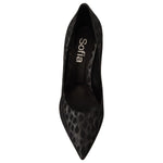 Sofia Black Leopard Leather Stiletto High Heels Pumps Shoes WOMAN PUMPS