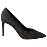 Sofia Black Leopard Leather Stiletto High Heels Pumps Shoes WOMAN PUMPS