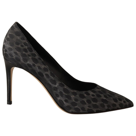 Sofia Black Leopard Leather Stiletto High Heels Pumps Shoes WOMAN PUMPS