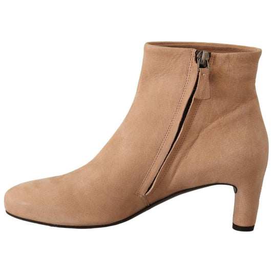 DEL CARLO Elegant Beige Leather Boots WOMAN BOOTS DEL CARLO Rosy Brown