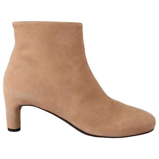 DEL CARLO Elegant Beige Leather Boots WOMAN BOOTS DEL CARLO Rosy Brown