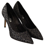 Sofia Black Leopard Leather Stiletto High Heels Pumps Shoes WOMAN PUMPS