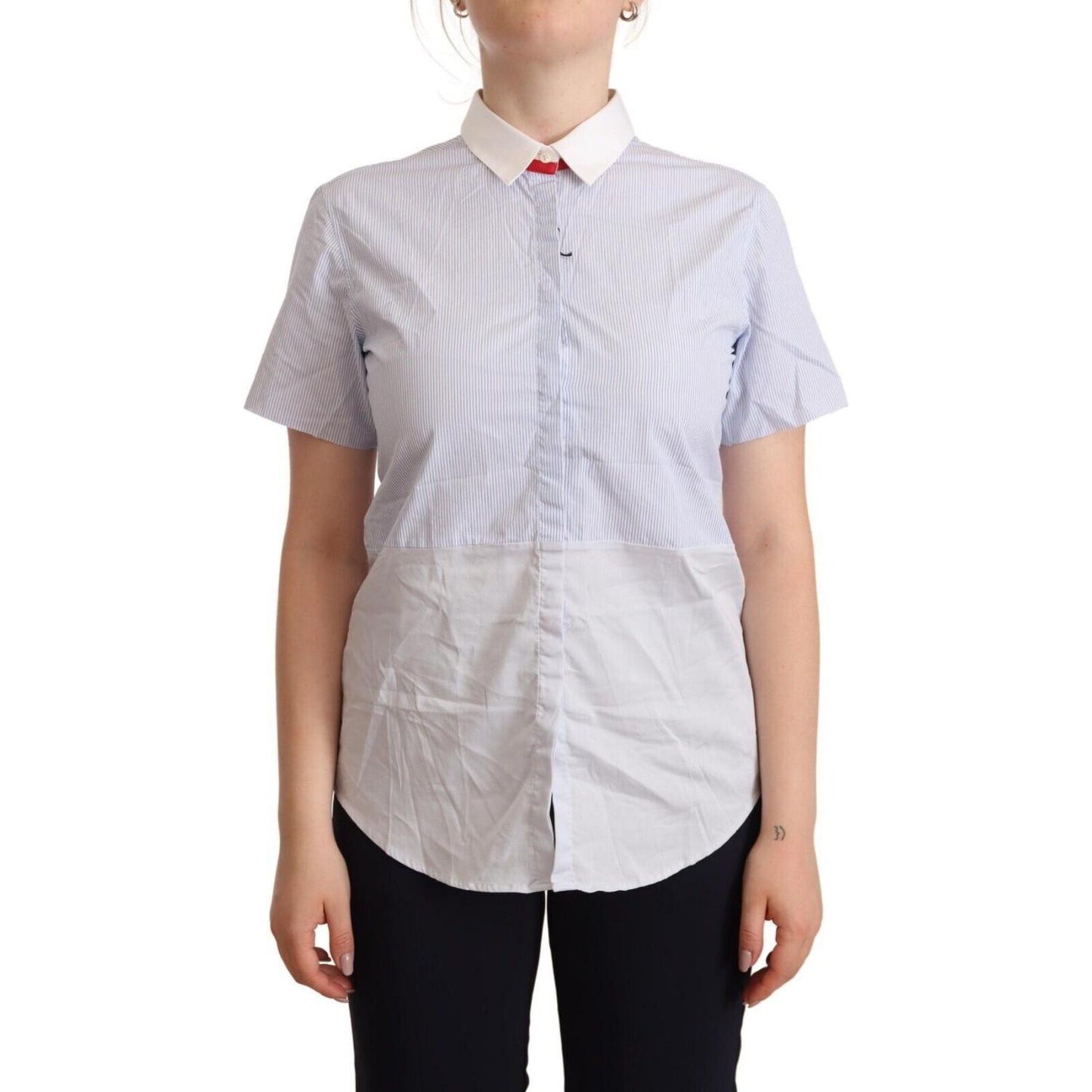 AGLINI Light Blue Cotton Short Sleeves Collared Polo Top WOMAN T-SHIRTS