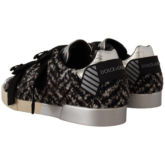 Dolce & Gabbana Silver Elegance Leather Sneakers Dolce & Gabbana Gray