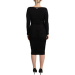 GF Ferre Elegant Black Sheath Dress with Sweetheart Neckline WOMAN DRESSES GF Ferre Tan