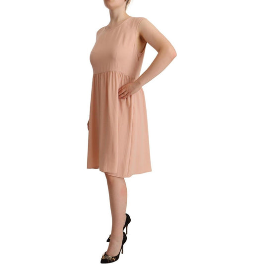 Twinset Elegant Beige Sleeveless Shift Dress WOMAN DRESSES Twinset Rosy Brown