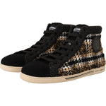 Dolce & Gabbana Beige Brown Wool Cotton High Top Sneakers MAN SNEAKERS