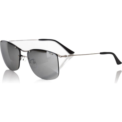 Frankie Morello Silver Metallic Fibre Men Sunglass
