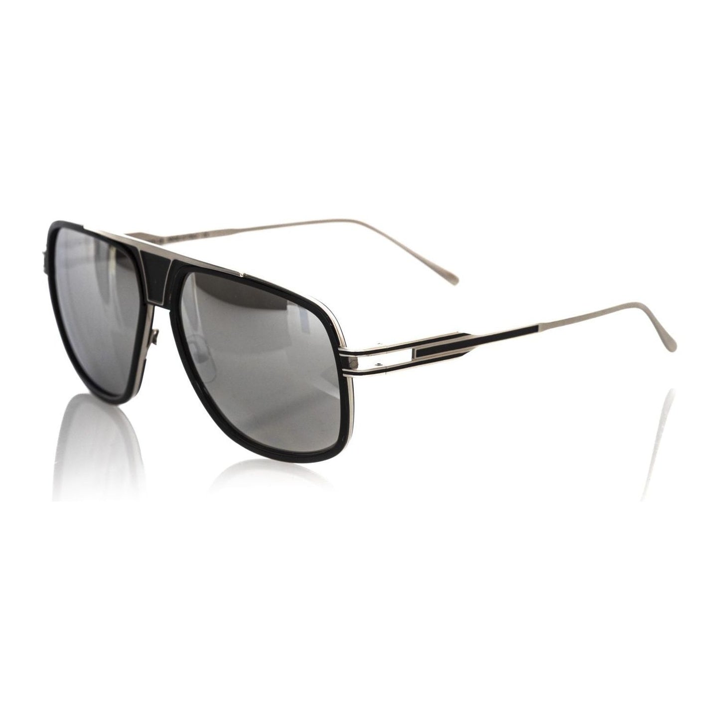 Frankie Morello Black Metallic Fiber Men Sunglass