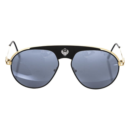 Frankie Morello Black Metallic Men's Sunglass Shield