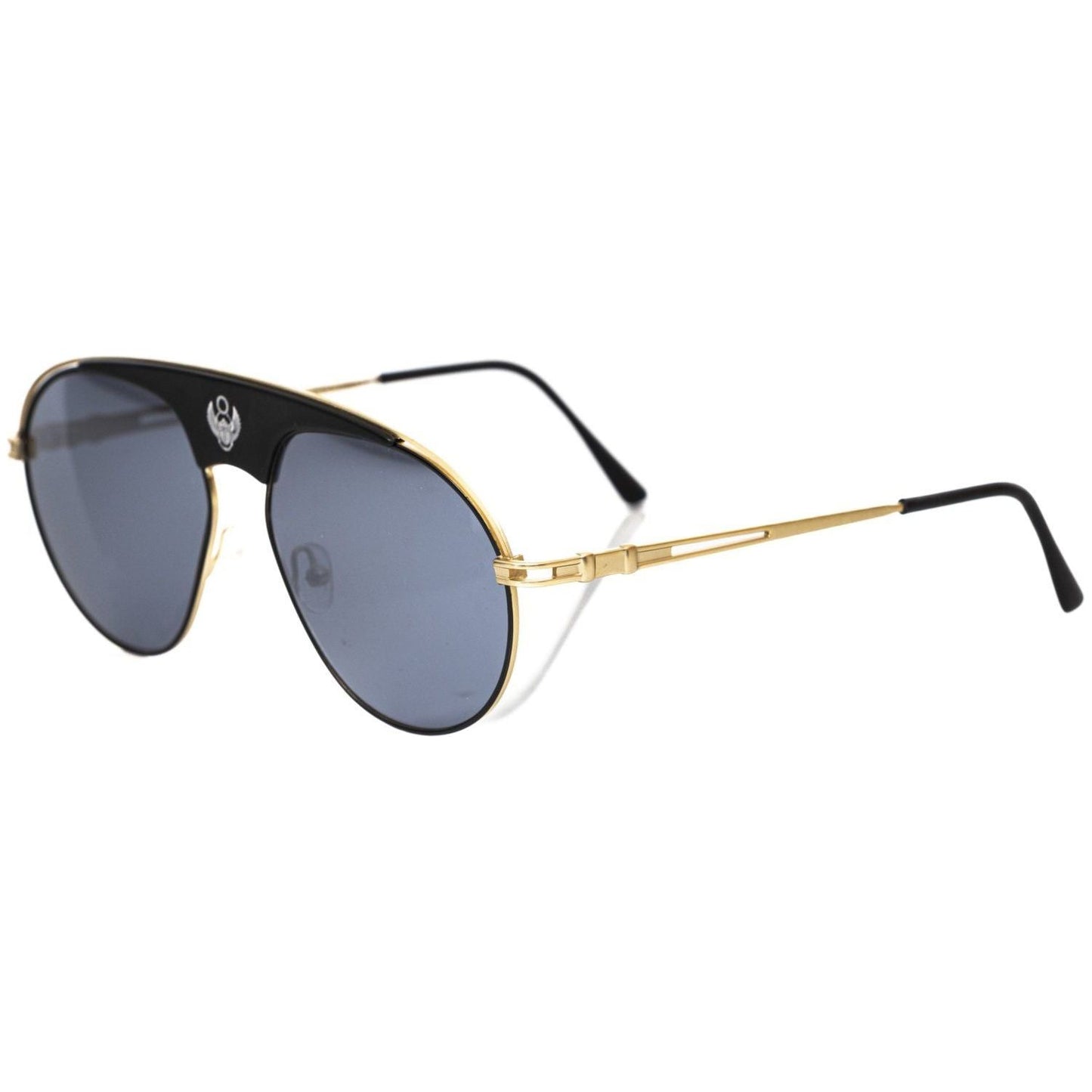 Frankie Morello Black Metallic Fiber Men Sunglasses