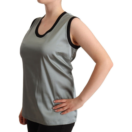Dolce & Gabbana Elegant Silver Sleeveless Blouse WOMAN TOPS AND SHIRTS Dolce & Gabbana Dim Gray