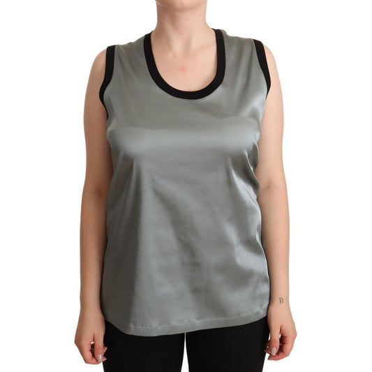 Dolce & Gabbana Elegant Silver Sleeveless Blouse WOMAN TOPS AND SHIRTS Dolce & Gabbana Slate Gray