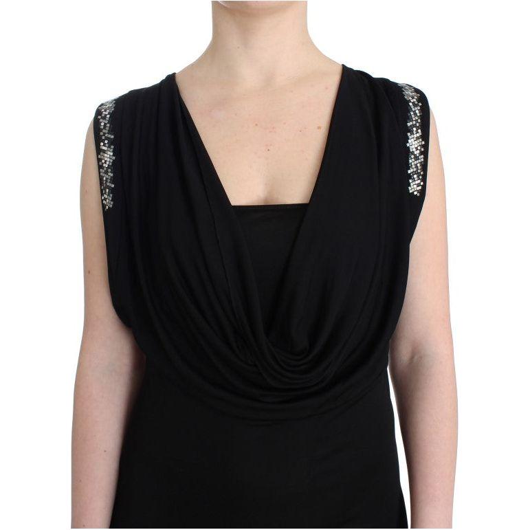Roccobarocco Black Embellished Jersey Mini Sheath Short Dress