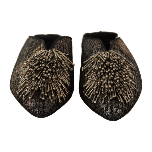 Paola D'Arcano Golden Enchantment Leather Flats Paola D'Arcano Black