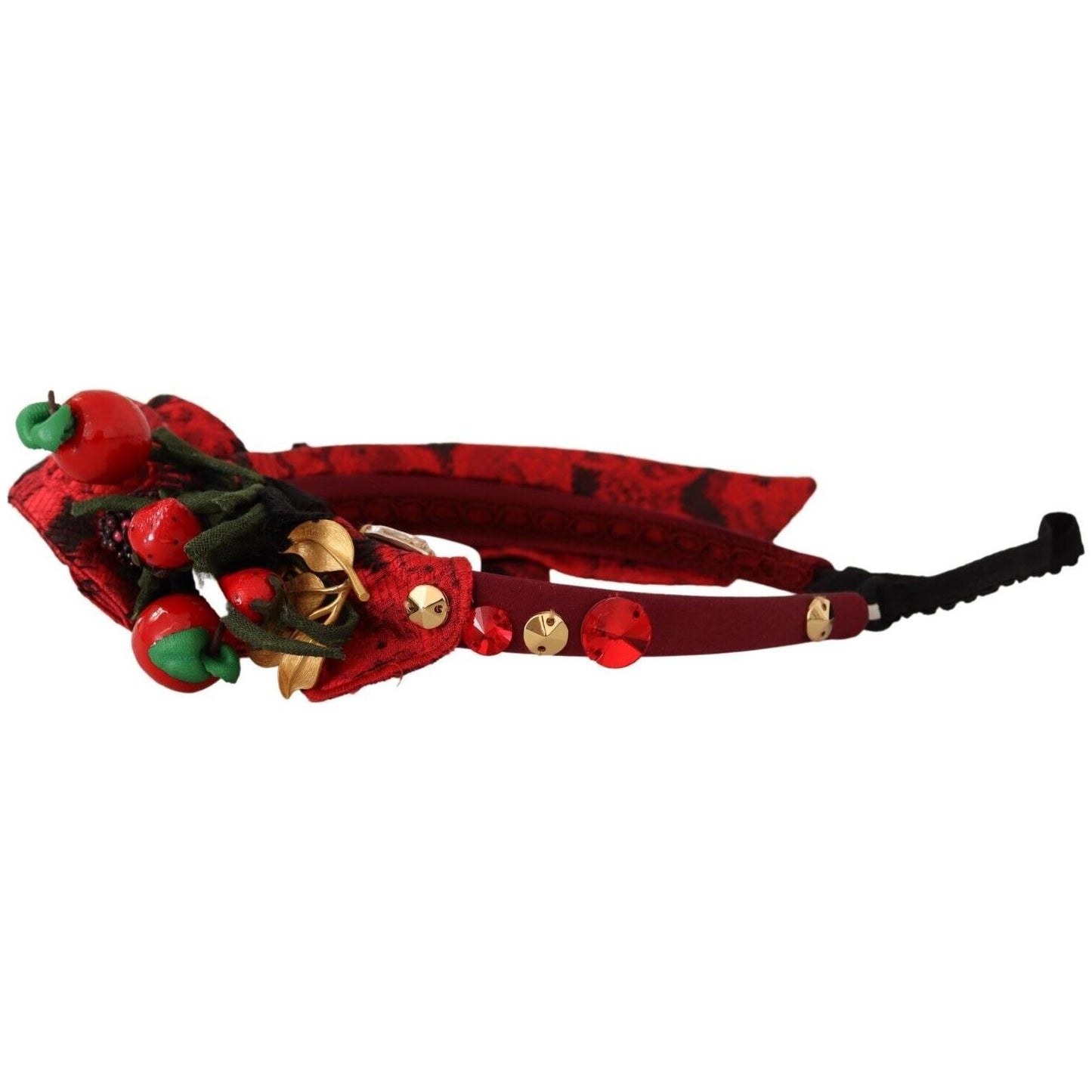 Dolce & Gabbana Red Tiara Berry Fruit Crystal Bow Hair Diadem Headband
